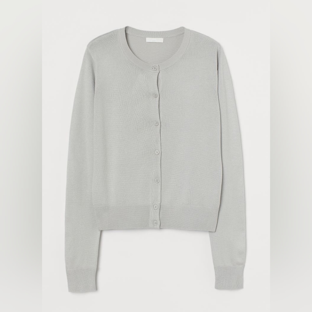 H&M Light Gray Fine-Knit Cardigan